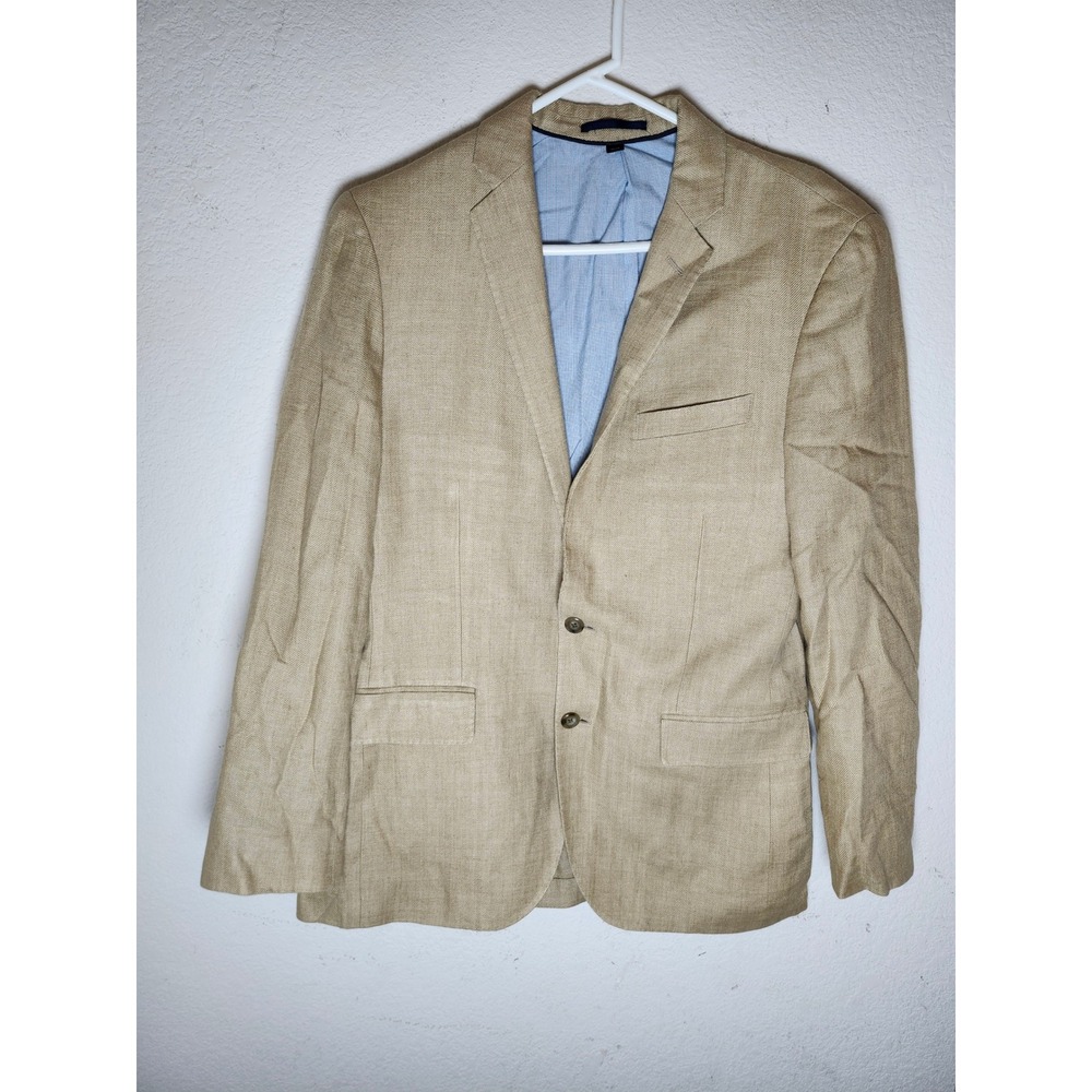 J.Crew Ludlow Blazer Men 38R Tan Italian Linen Sport Coat Two Button Slim Fit